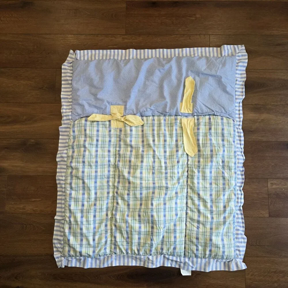 Waverly Baby Crib Comforter Blue Yellow Plaid 36